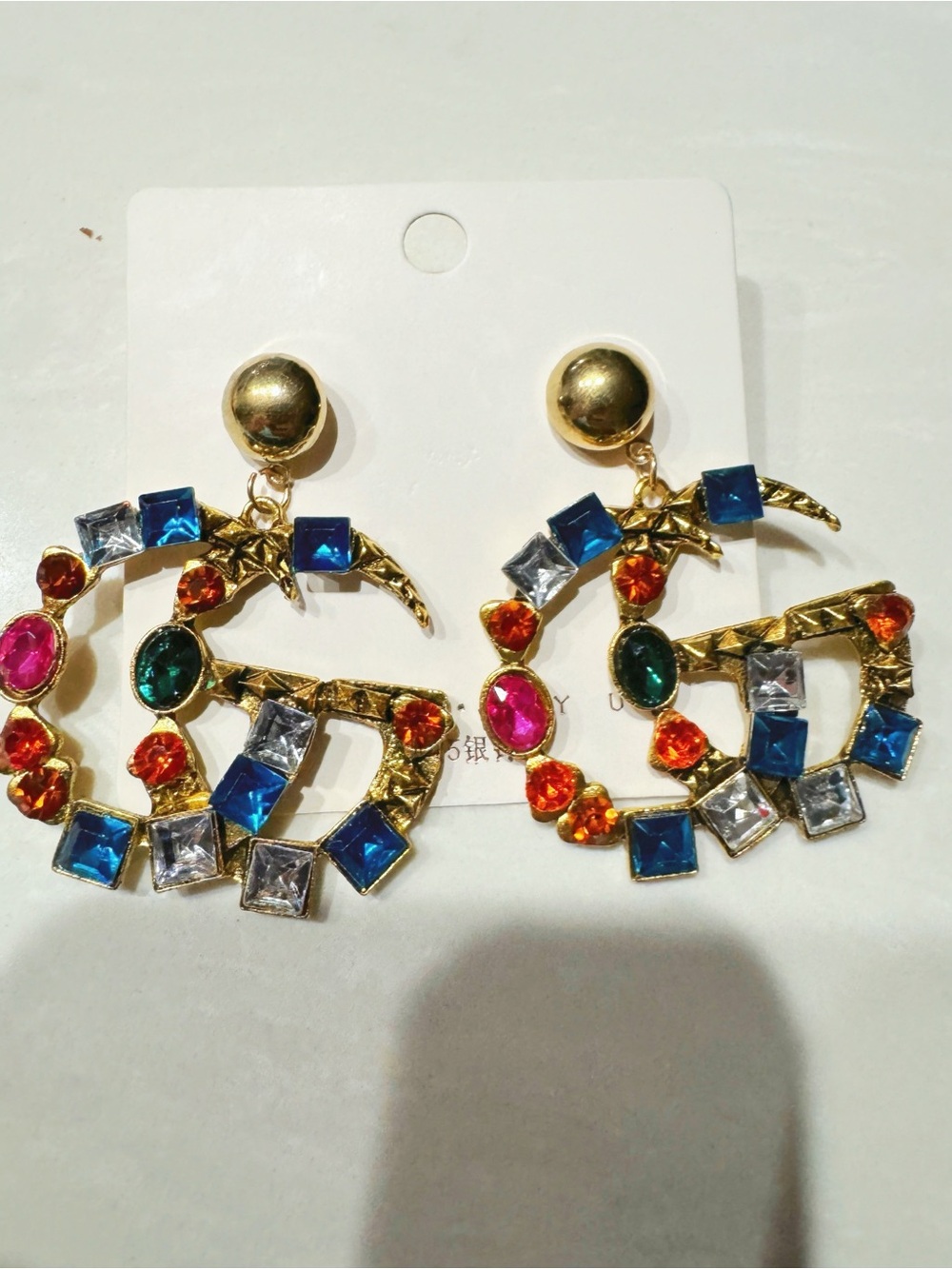 Designer-style Crystal Double-G Statement Earrings